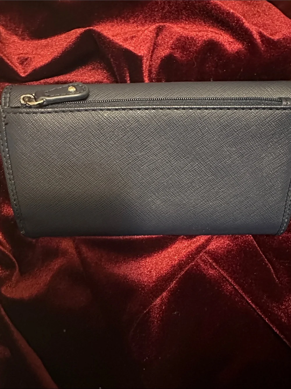 Tommy Hilfiger Navy Saffiano Zip-Around Wallet with Gold Plaque